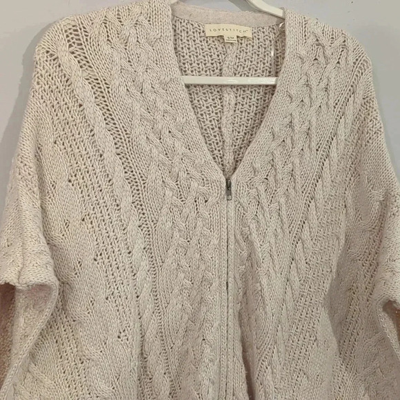 Lovestitch Leah‎ Poncho Cableknit Sweater Zip Cream size S/M Angora Blend - Picture 3 of 11